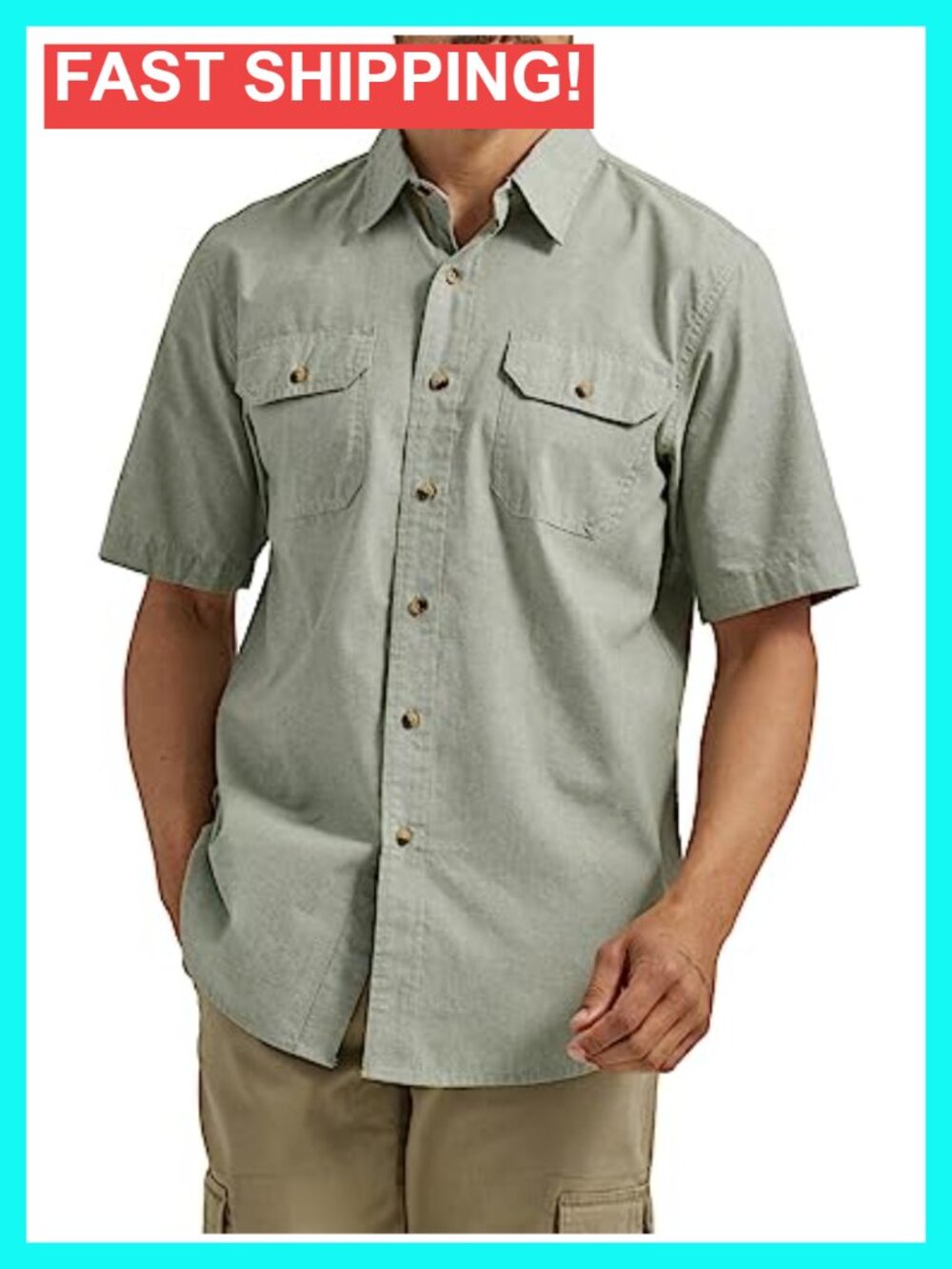 Men's Short Sleeve Classic Woven Shirt - Button-Down Casual